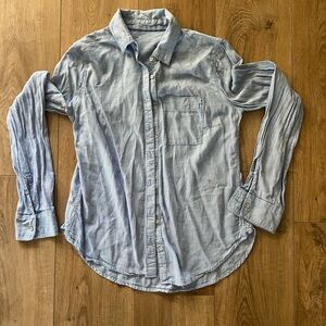 Women’s Small Blue and White Houndstooth print Button-Up Shirt Cotton/Modal SOFT